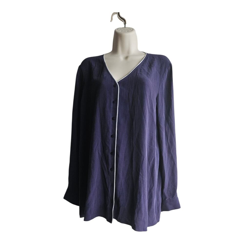 Luxurious Designer Eillen Fisher Silk Georgette Crepe Dressy Chic Blouse M